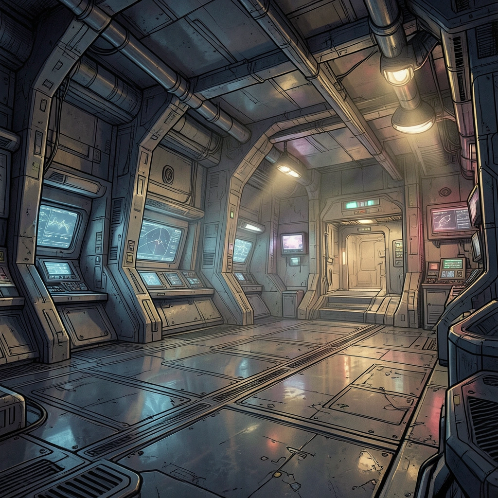 Illustration d'une base spatiale secrète futuriste